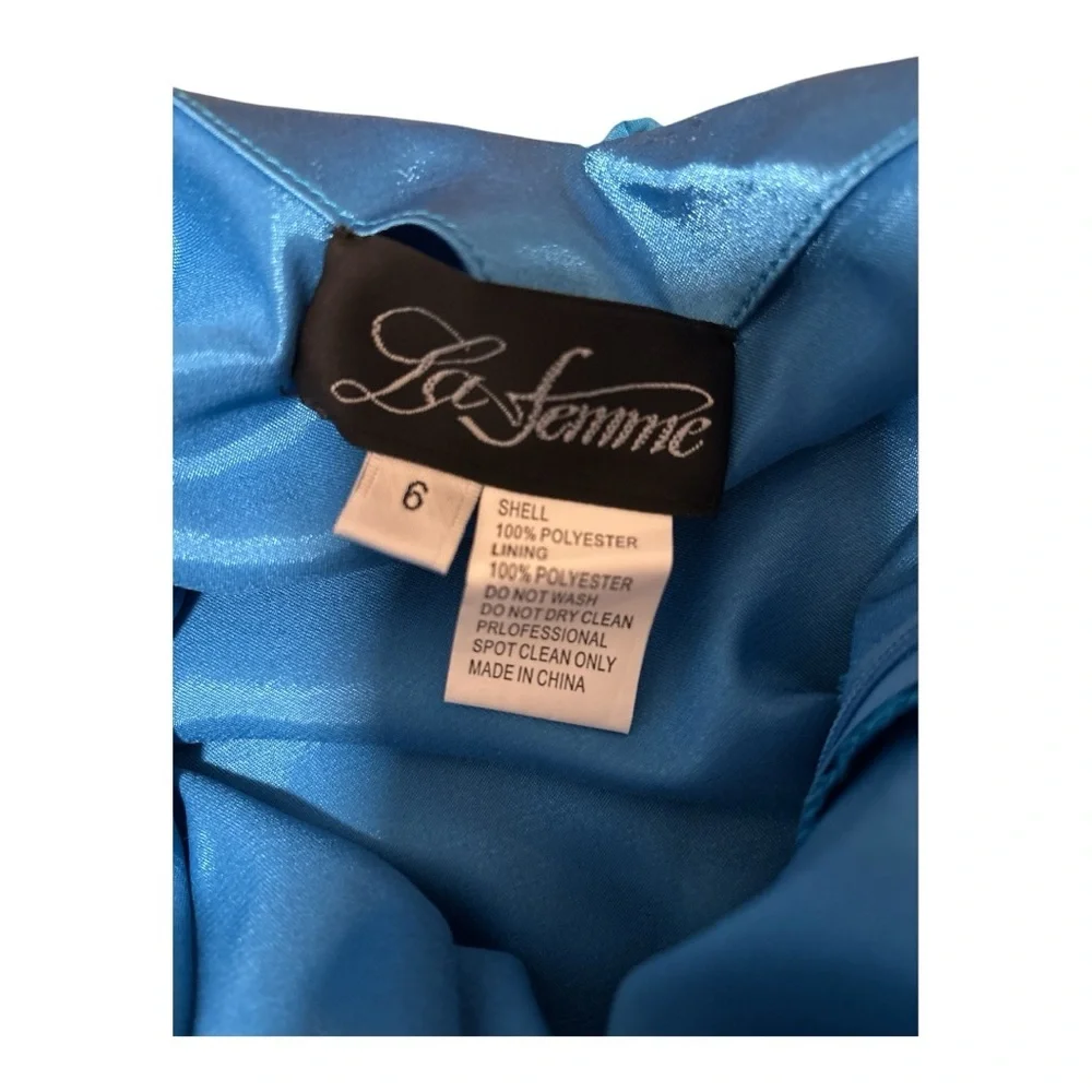 La Femme Women's Blue Evening Dress Turquoise Strapless Size 6 with flaws - Picture 9 of 9